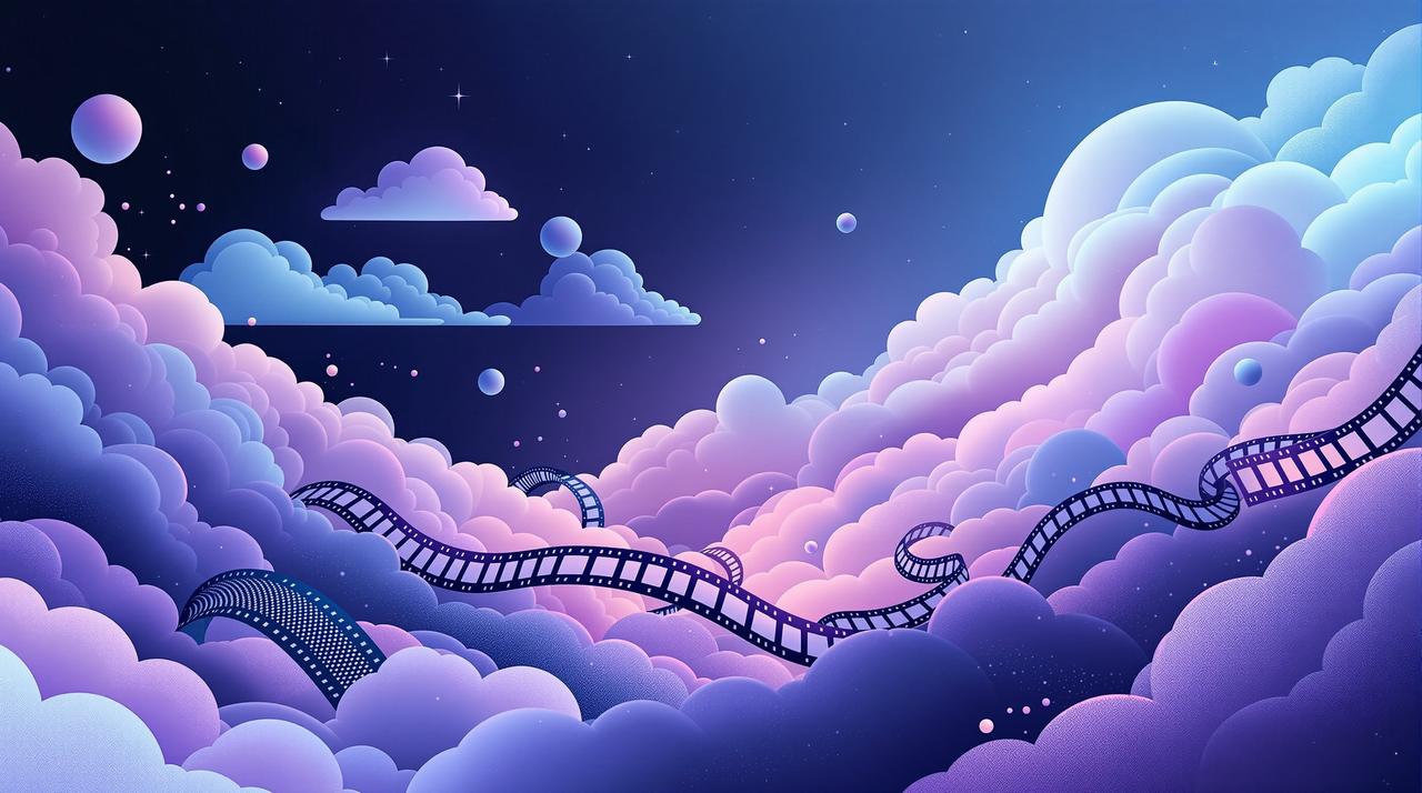 星空影视 - 云端影院概念插画